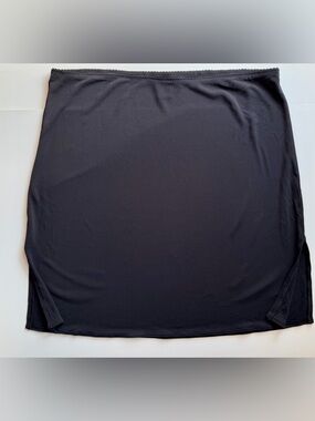 Vintage Gap 90s Y2K XL Black Mini Skirt Knee Length Side Slits Stretch Elastic